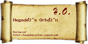 Hegedűs Orbán névjegykártya