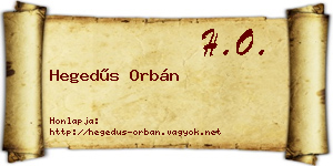 Hegedűs Orbán névjegykártya